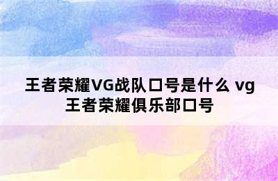 王者荣耀VG战队口号是什么 vg王者荣耀俱乐部口号